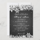 Elegante Trouw Winter Sneeuwvlokken Zwart Kaart (Achterkant)