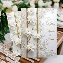 Elegante Trouw Wit Goud Bloemige Bamboe Elite