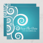 Elegante trouw wit spiraal blauw kaart (Voorkant / Achterkant)