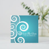 Elegante trouw wit spiraal blauw kaart (Staand voorkant)