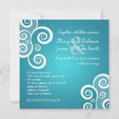 Elegante trouw wit spiraal blauw kaart (Achterkant)