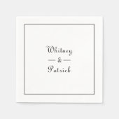 Elegante Trouw Wit & Zwart Script Minimalistisch Servet (Voorkant)