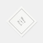 Elegante Trouw Wit & Zwart Script Minimalistisch Servet (Hoek)