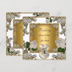 Elegante Trouw Witgoud Crème Roos Kaart