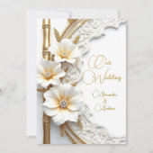 Elegante trouw witgoud diamant bloem bamboo kaart (Voorkant)