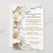 Elegante trouw witgoud diamant bloem bamboo kaart (Achterkant)