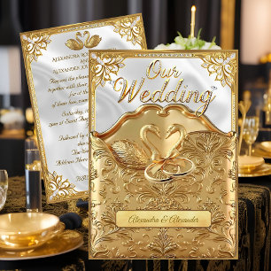 Elegante Trouw Witte Zwanen Ringen Goud Diamanten Kaart