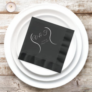 Elegante Trouw Zilver/Zwart Folie Servetten