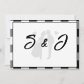 Elegante Trouw Zwart & Wit Gingham Strik Save The Date (Achterkant)