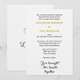 Elegante Trouw Zwart Wit Goud Twee Harten Kaart