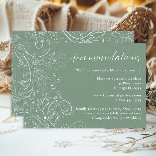 Elegante Trouwaccommodatie met Saliegroene Bloemen Informatiekaartje