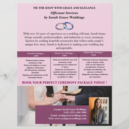 Elegante trouwambtenaar flyer (Voorkant)