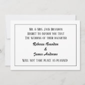 Elegante trouwannuleringsaankondigingskaart kaart (Voorkant)