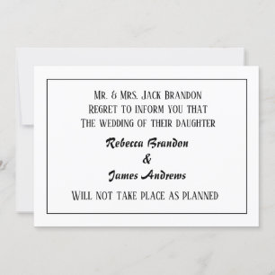 Elegante trouwannuleringsaankondigingskaart kaart