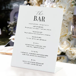 Elegante Trouwbarmenu Chic Minimalistisch Wit Reclamebord Met Voetstuk
