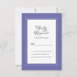 Elegante Trouwbijlage Blauw & Wit RSVP Kaartje