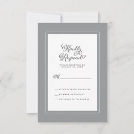 Elegante Trouwbijlage Grijs en Wit Chic RSVP Kaartje