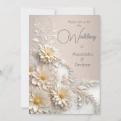 Elegante Trouwbloem Beige Witte Bloemen Kaart (Voorkant)