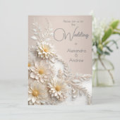 Elegante Trouwbloem Beige Witte Bloemen Kaart (Staand voorkant)