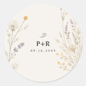 Elegante Trouwbloem Bruiloft Ronde Sticker (Voorkant)