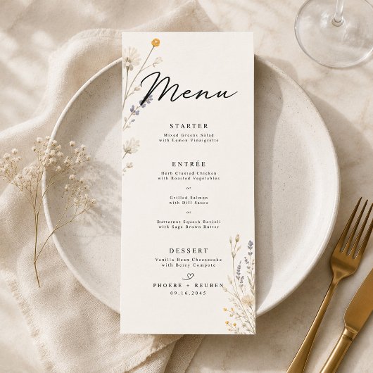 Elegante Trouwbloem Huwelijk Menu