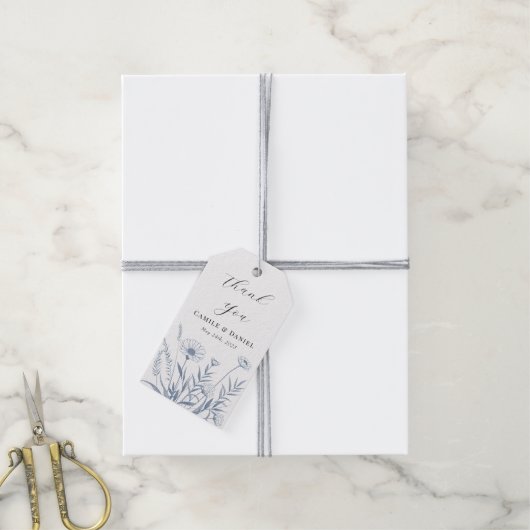 Elegante Trouwbloem Maagdenpalm Bruiloft Cadeaulabel (Met Touw)