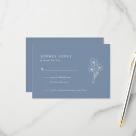 Elegante Trouwbloem Maagdenpalm Bruiloft RSVP Kaartje