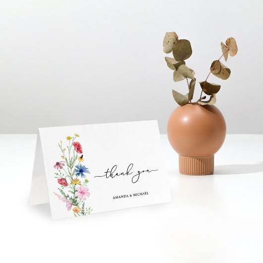 Elegante Trouwbloemen Bruiloft Bedankkaart
