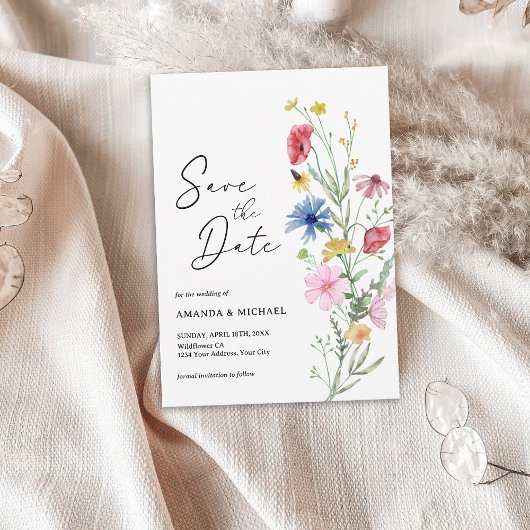 Elegante Trouwbloemen Bruiloft Save The Date