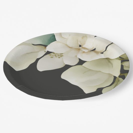 Elegante trouwbloemen in gedempeld groen papieren bordje (Gekanteld)