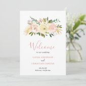 Elegante Trouwbloemen Roze Programmakaart (Staand voorkant)