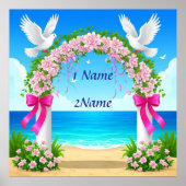 Elegante trouwboog met duiven poster (Voorkant)