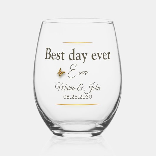 Elegante trouwbril wijnglas zonder voet (Voorkant)