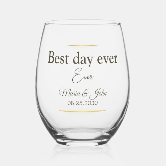 Elegante trouwbril wijnglas zonder voet (Voorkant)