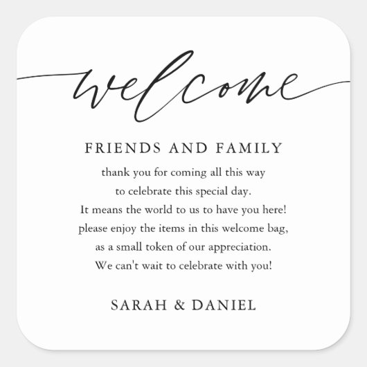 Elegante trouwcadeautas mandje  vierkante sticker (Voorkant)