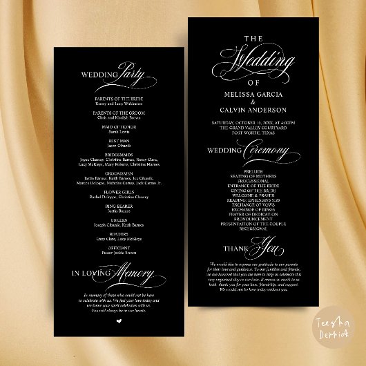 Elegante Trouwceremonie Orde Programmakaart