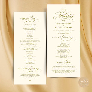 Elegante Trouwceremonie Orde Programmakaart