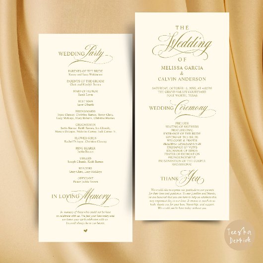 Elegante Trouwceremonie Orde Programmakaart