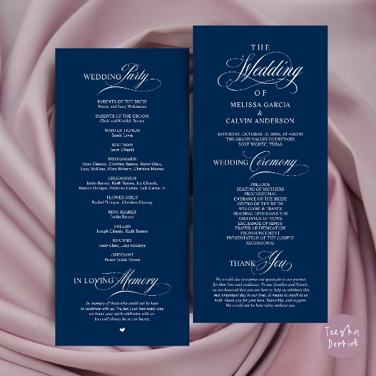 Elegante Trouwceremonie Orde Programmakaart