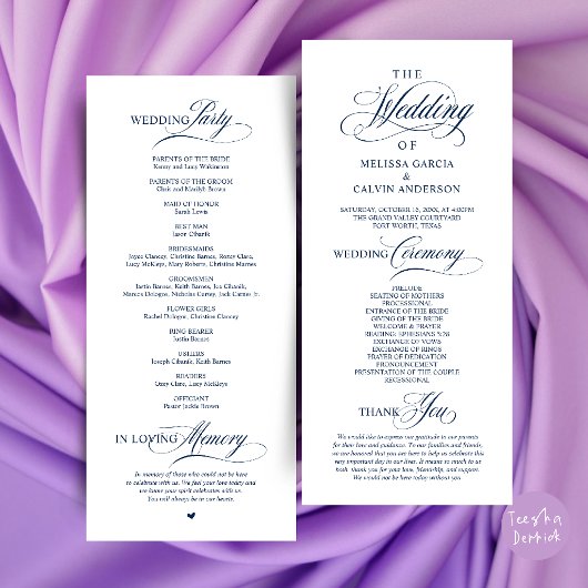 Elegante Trouwceremonie Orde Programmakaart