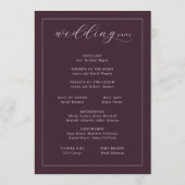 Elegante Trouwceremonie Rood Programma Programmakaart (Achterkant)