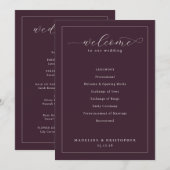 Elegante Trouwceremonie Rood Programma Programmakaart (Voorkant / Achterkant)