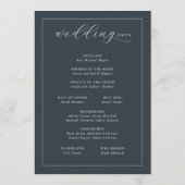 Elegante Trouwceremonie Schema Navy Programmakaart (Achterkant)