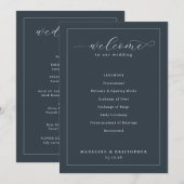 Elegante Trouwceremonie Schema Navy Programmakaart (Voorkant / Achterkant)