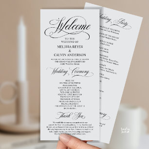 Elegante trouwceremonie volgorde, zwart en grijs programmakaart