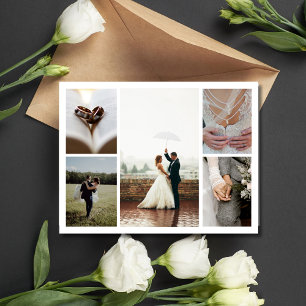 Elegante Trouwcollage Bedankt Briefkaart