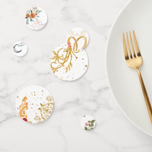 Elegante Trouwconfetti – Goud & Bloemige Mix Desig Confetti (Groep)