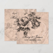 Elegante trouwdag antieke rozen sepia kaart (Voorkant / Achterkant)