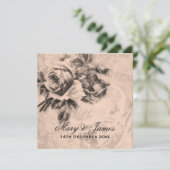 Elegante trouwdag antieke rozen sepia kaart (Staand voorkant)