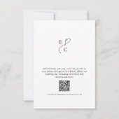 Elegante Trouwdag Eenvoudig Modern Monogram QR-cod RSVP Kaartje (Achterkant)